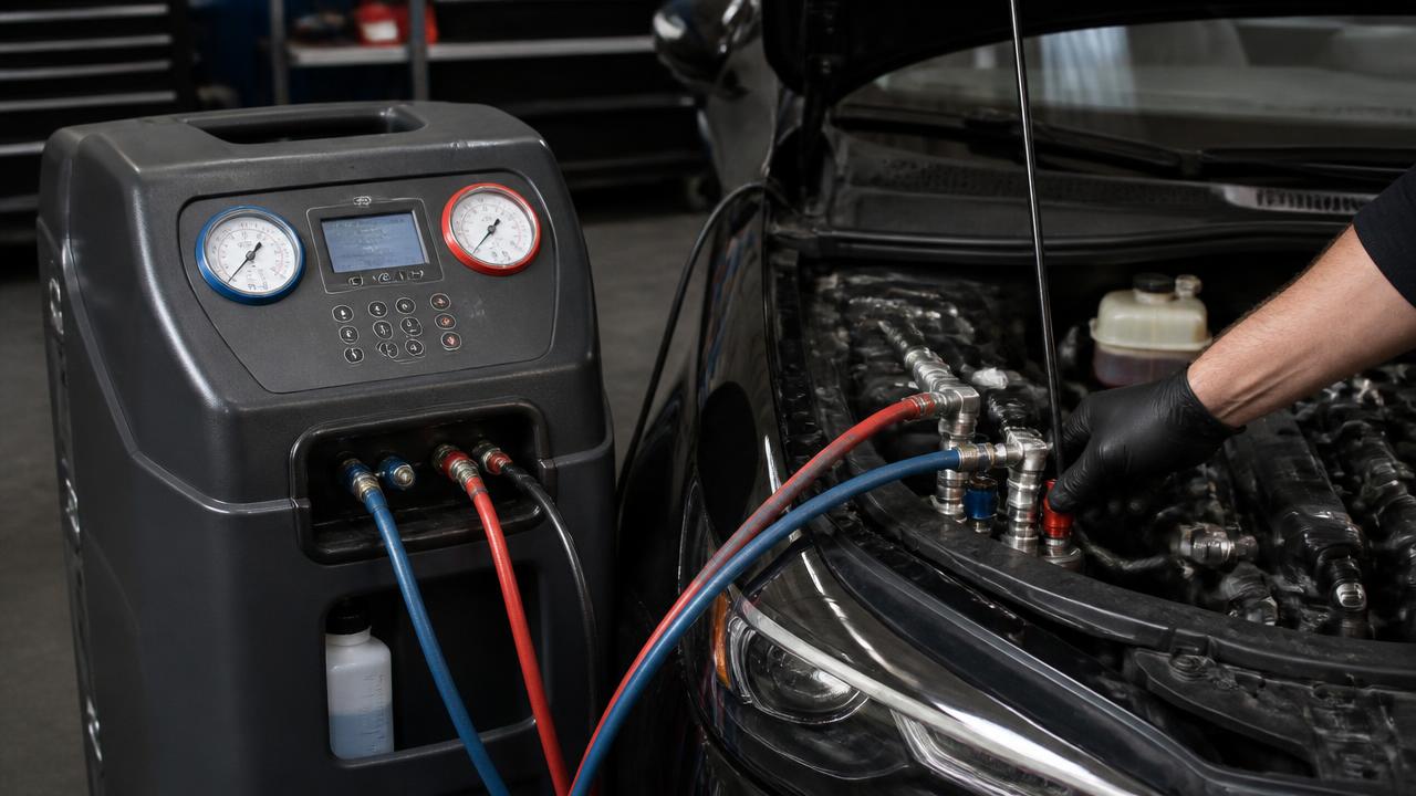 Auto Air Conditioning work in a professional auto electrical workshop